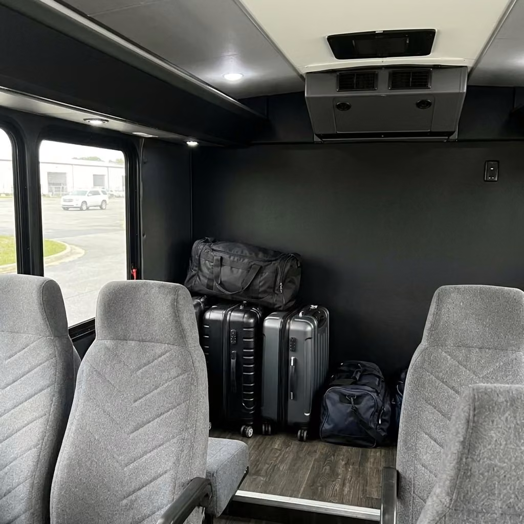 gary 15 passenger minibus luggage area