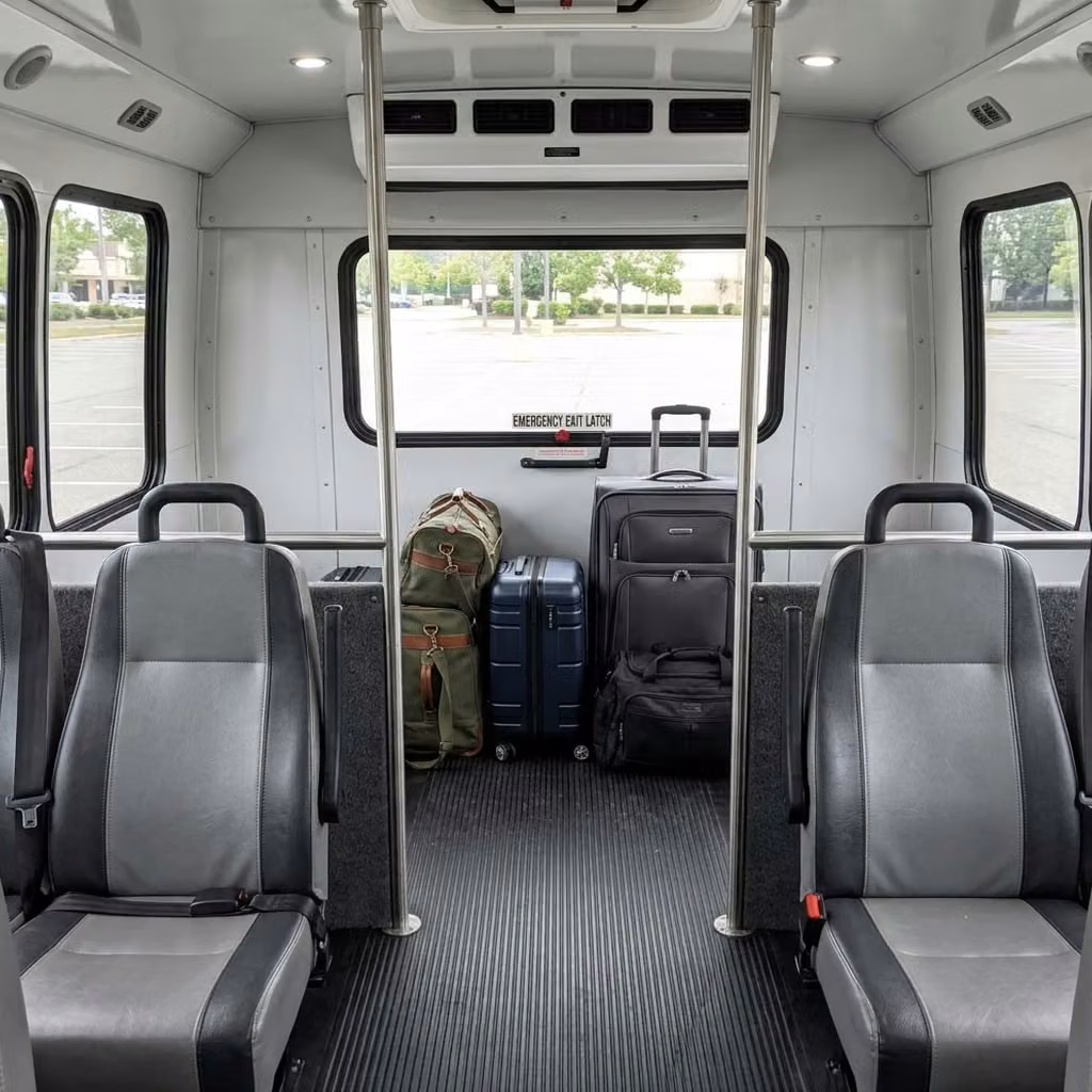 gary 28 passenger minibus luggage area