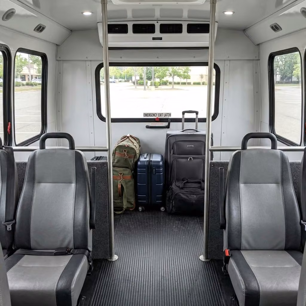 gary 30 passenger minibus luggage area