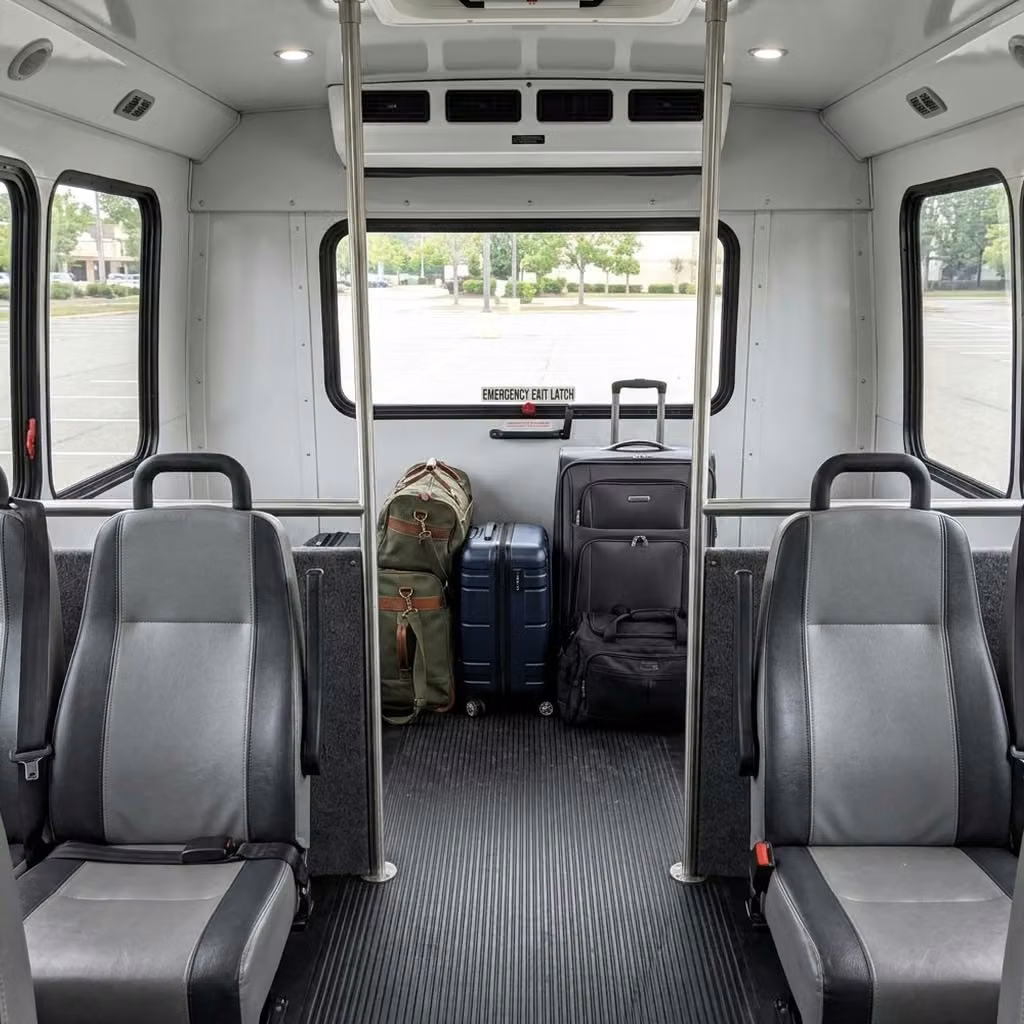 gary 35 passenger minibus luggage area