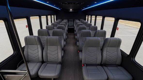 Interior of Charter Bus Company Gary's 28 Passenger Mini bus in Gary