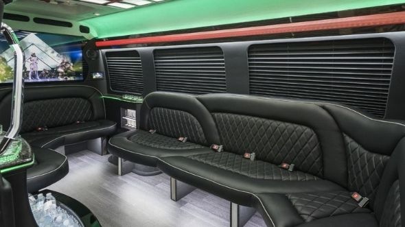 Interior of Charter Bus Company Gary's Sprinter Limo in Gary