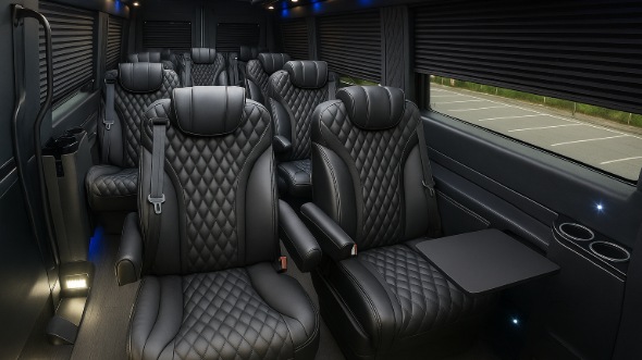 Interior of Charter Bus Company Gary's Sprinter Van Rental With Driver in Gary